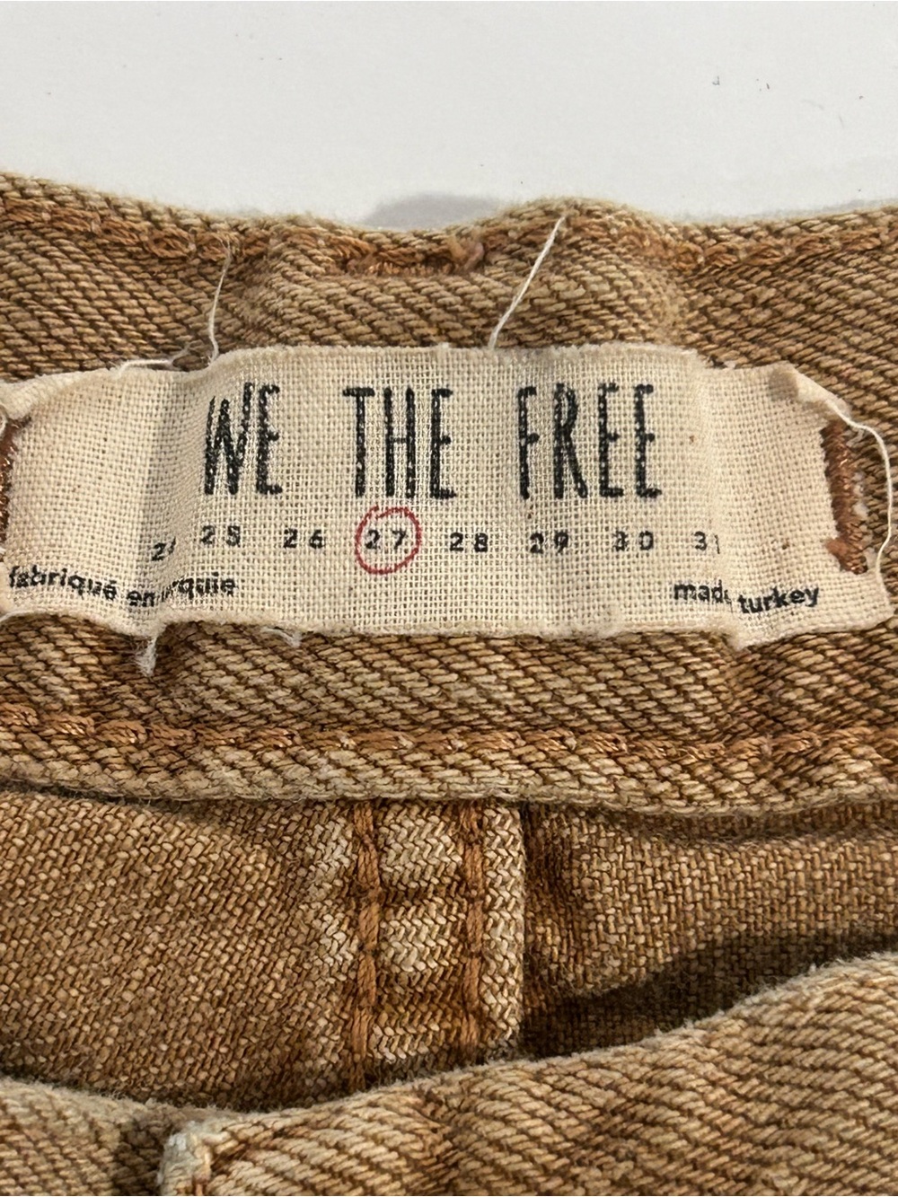 Free People We The Free Wide Leg Jeans Brown High Waist 27 Cotton OB885008 EUC - Picture 3 of 11